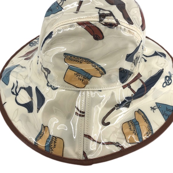 Tory Burch Ivory Printed PVC Bucket Hat Bon Voyage - Picture 3 of 7